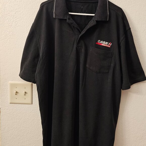 CASE IH AGRICULTURE Black Polo Shirt with Logo - Short Sleeves - Men's 2XL-3XL - Picture 2 of 6